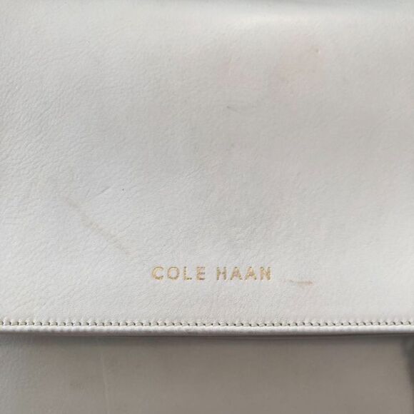 Cole Haan Genuine Leather Cream Ivory Black Cameron Shoulder HandBag Purse Bag - Picture 9 of 13